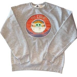 Disney The Child Sweatshirt Baby Yoda Grey Size Small 50% Cotton 50% Polyester